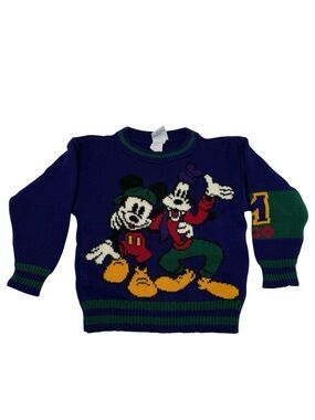 Disney Mickey & Co. Vintage 90s Mickey Mouse & Goofy Character Knit Sweater